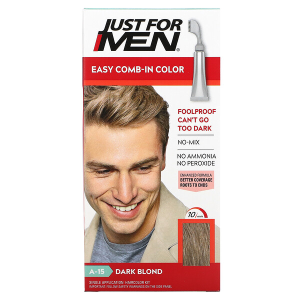 Just for Men, Autostop, Colorante para el cabello masculino, Rubio oscuro A-15, 35 g (1,2 oz)