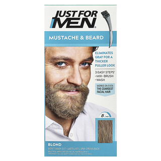 Just for Men, Mustache & Beard, Brush-In Color Gel, M-10/15 Blond , 1 Multiple Application Kit