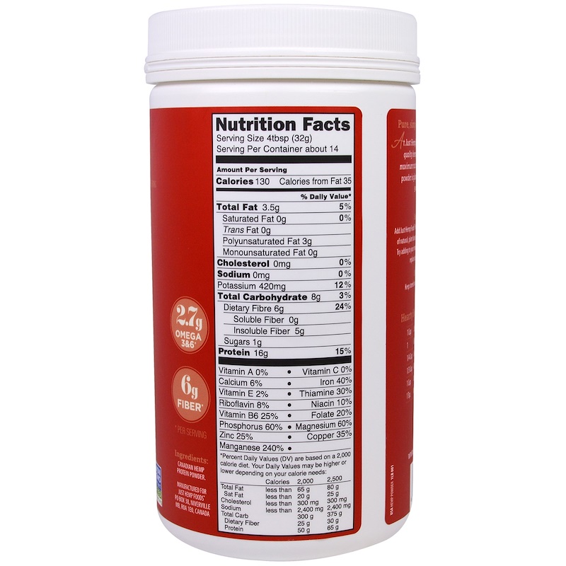 Just Hemp Foods, 50 Hemp Protein Powder, 16 oz (454 g) iHerb