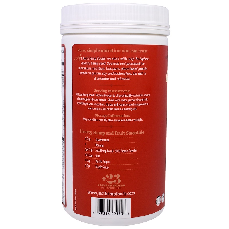 Just Hemp Foods, 50 Hemp Protein Powder, 16 oz (454 g) iHerb