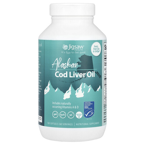 Jigsaw Health Alaskan Cod Liver Oil, 180 Softgels
