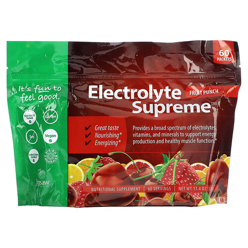 Jigsaw Health Electrolyte Supreme™, Fruit Punch, 60 Packets, 5.6 g Each