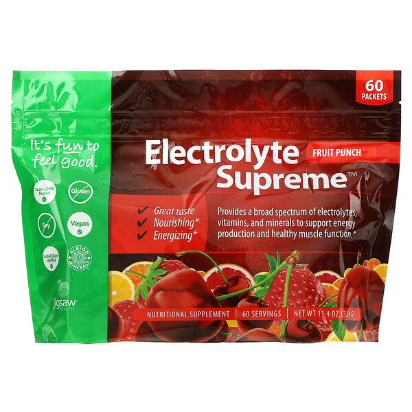 Jigsaw Health, Electrolyte Supreme, Fruit Punch, 60 Packets, 11.4 oz (324 g)