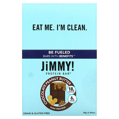 

JiMMY! Be Fueled Bars With Benefits Chocolate Peanut Butter 12 Protein Bars 2.05 (58 g) Each