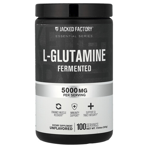 Jacked Factory, Essential Series, L-Glutamin, fermentiert, geschmacksneutral, 17.64 oz (500 g)