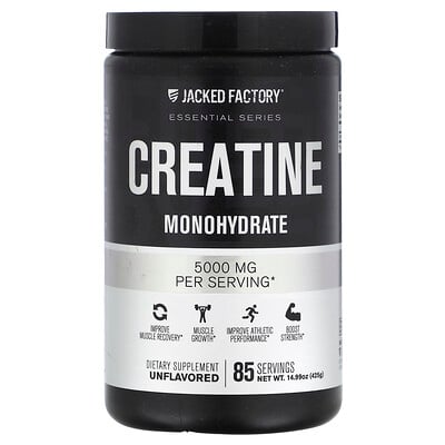 Jacked Factory, Serie esencial, Monohidrato de creatina, Sin sabor, 425 g (14,99 oz)