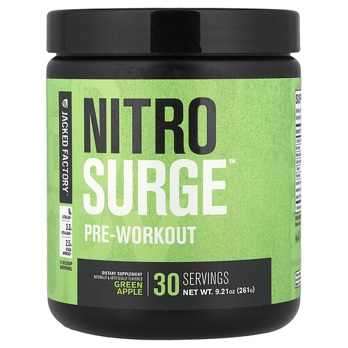 Jacked Factory, Nitro Surge™, Pre-Workout, Green Apple, 9.21 oz (2.61 g)