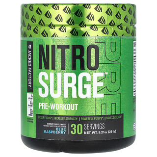Jacked Factory, Nitro Surge, Preentrenamiento, Frambuesa azul`` 261 g (9,21 oz)