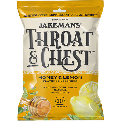 Jakemans Throat & Chest, вкус «Мед и лимон», 30 пастилок