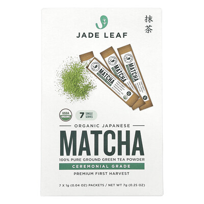 Jade Leaf Matcha, Matcha japonés orgánico, 7 sobres, 1 g (0,04 oz) cada uno