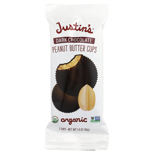 Justin's Nut Butter, Dunkle Bio-Schokolade-Erdnussbutter-Becher, 2 Tassen, 40 g (1.4 oz.)