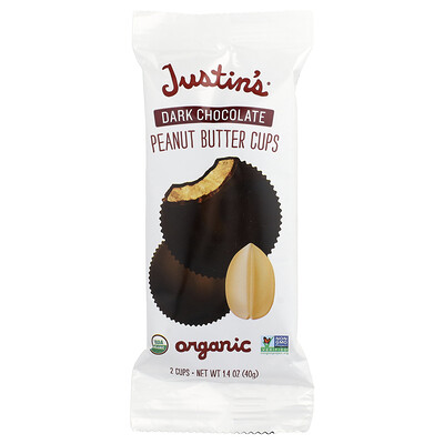 Product Image for Justin's Nut Butter, Organic Dark Chocolate Peanut Butter Cups, 2 Cups, 1.4 oz (40 g)