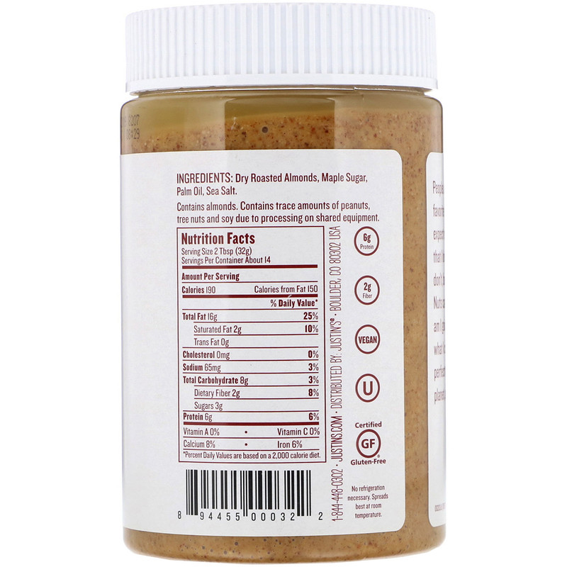 Justin's Nut Butter, Maple Almond Butter, 16 oz (454 g) - iHerb