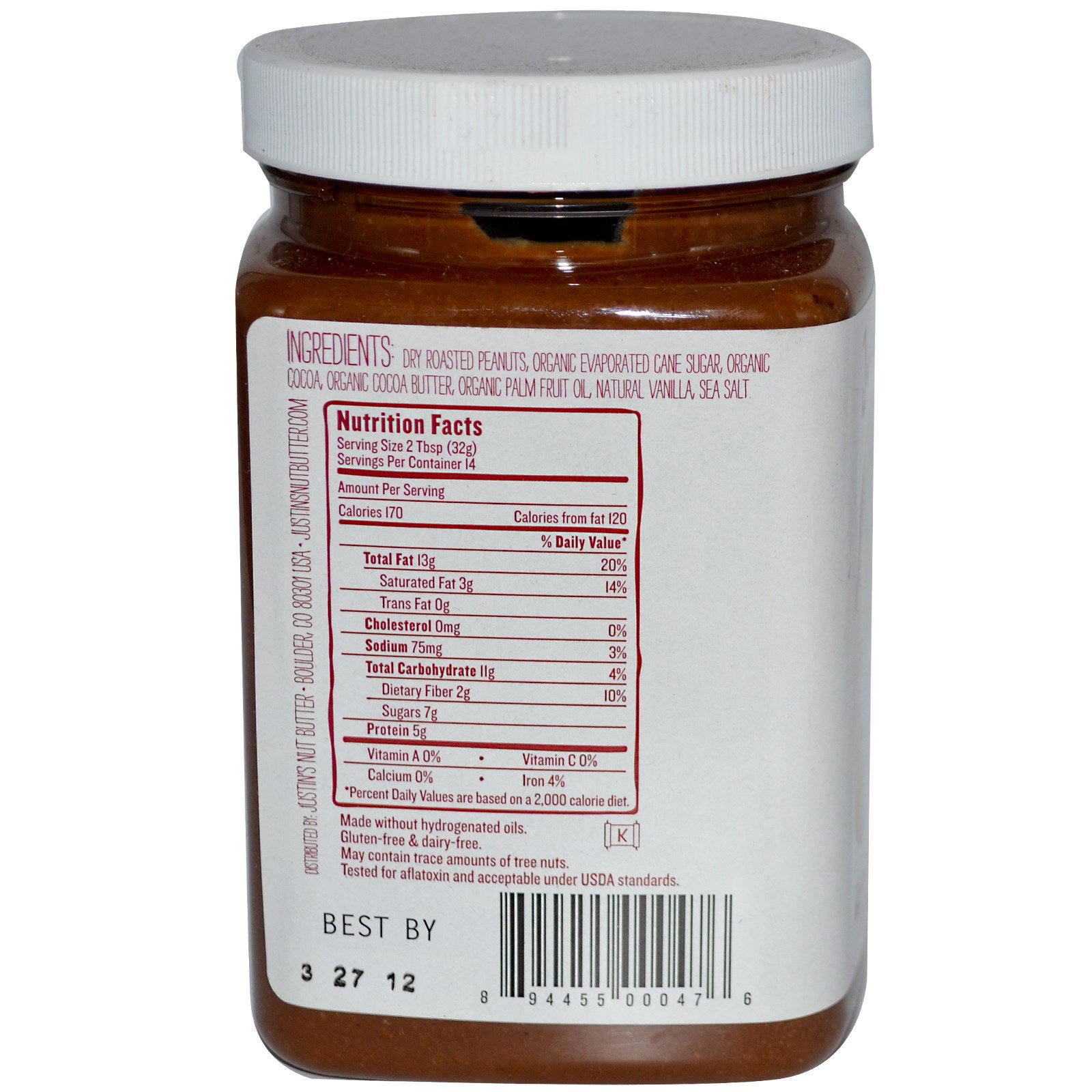 justin's honey peanut butter nutrition facts