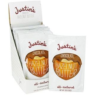 Justin's Nut Butter, مزيج زبدة شيكولاته البندق، 10 عبوات للضغط، 1.15 أوقية (32 غرام) لكل عبوة 