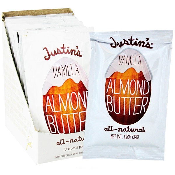 Justin's Nut Butter, Vanilla Almond Butter, 10 Squeeze Packs, 1.15 oz