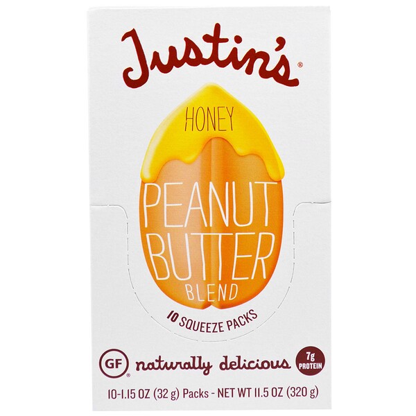 Justin's Nut Butter, Honey Peanut Butter Blend, 10 Squeeze Packs, 1.15