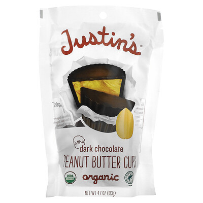 

Justin's Nut Butter Органические мини-чашки с арахисовой пастой из темного шоколада 133 г (4 7 унции)