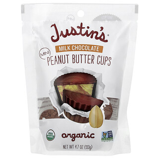 Justin's Nut Butter, Mini moules au chocolat au lait et au beurre de cacahuètes biologiques, 133 g