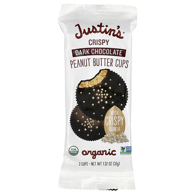 Product Image for Justin's Nut Butter, Organic Dark Chocolate Crispy Peanut Butter Cups, 2 Cups, 1.32 oz (37 g)