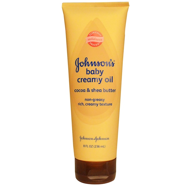 Johnson & Johnson, Baby Creamy Oil, Cocoa & Shea Butter, 8 fl oz (236