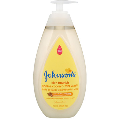 

Johnson's Baby Skin Nourish, Shea & Cocoa Butter Wash, 16.9 fl oz (500 ml)
