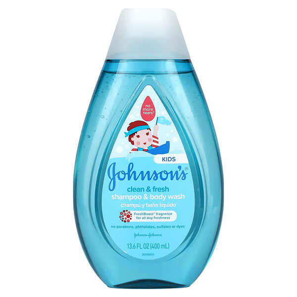 Johnson & Johnson‏, שמפו וג'ל רחצה לילדים, לעור ולשיער נקיים ורעננים, 400 מ"ל (13.6 אונקיות נוזל)