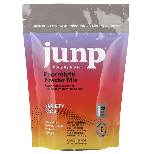 JUNP Hydration, Electrolyte Powder Mix, Elektrolytpulvermischung, verschiedene Packs, 20 Sticks, 75,6 g (2,68 oz.)
