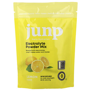 JUNP Hydration, Miscela di elettroliti in polvere, limone, 20 bustine stick, 3,6 g ciascuna