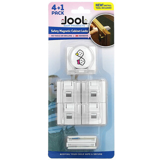 Jool Baby Products, Безопасные магнитные замки для шкафов, 4 + 1 упаковка