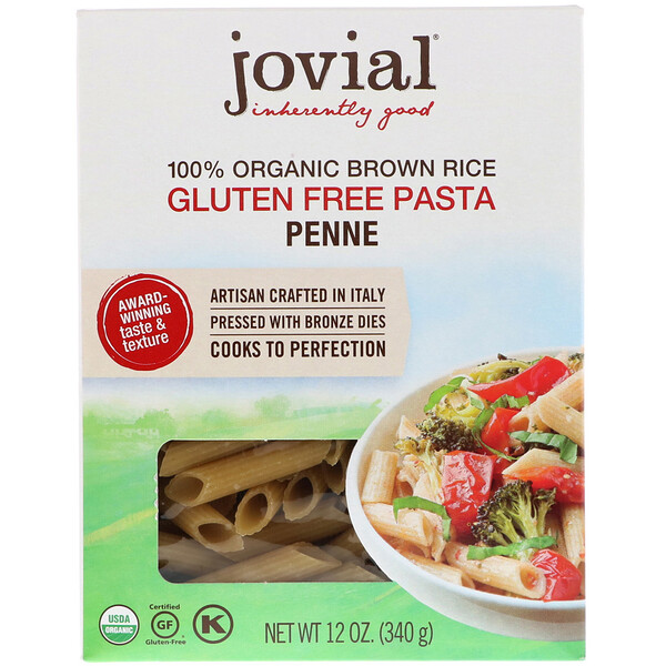Jovial, 100% Organic Brown Rice Pasta, Penne , 12 oz (340 g)