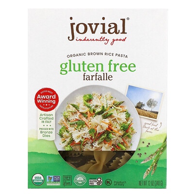 Купить Jovial Органическая паста (макаронные изделия) из коричневого риса, фарфалле, 12 унций (340 г)