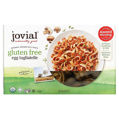 Jovial Органическая паста из коричневого риса, яичный тальятелле, 255 г (9 унций)