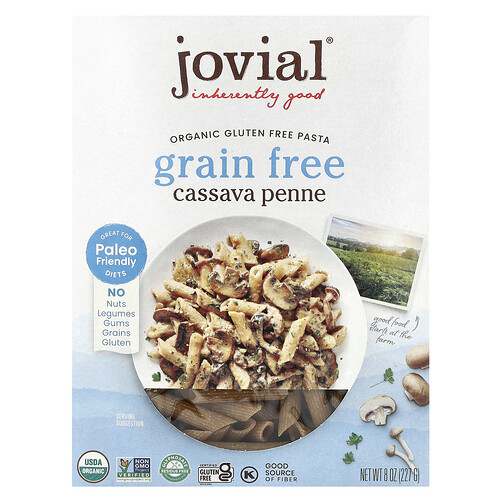 Jovial, Organic Gluten Free Pasta, Cassava Penne, 8 oz (227 g)