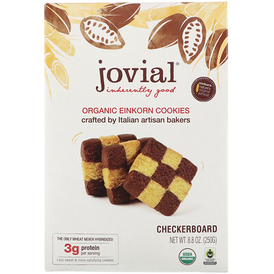 

Jovial Органическое печенье из пшеницы-однозернянки, шахматное, 8,8 унций (250 г)