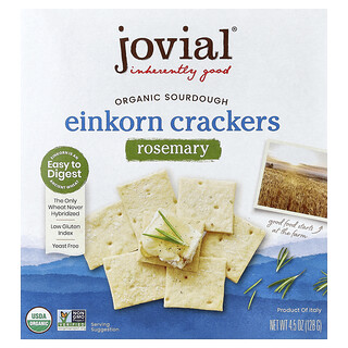 Jovial, Органични крекери от лимец с квас, розмарин, 4,5 унции (128 г)