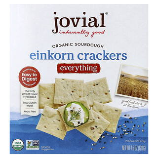Jovial, Galletas Einkorn de masa madre orgánica, Todo`` 128 g (4,5 oz)