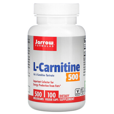 Jarrow Formulas L-карнитин 500, 500 мг, 100 растительных капсул