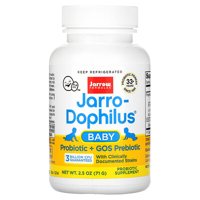 

Jarrow Formulas, Baby's Jarro-Dophilus, Probiotic + GOS Prebiotic Powder, 2.5 oz (71 g)