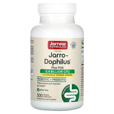 Jarrow Formulas, Jarro-Dophilus® vegano con FOS, 300 cápsulas vegetales