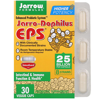 Jarrow Formulas, Jarro-Dophilus EPS, 25.000 millones de células viables, 30 cápsulas vegetales
