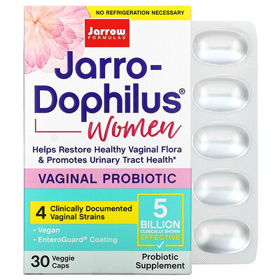 Jarrow Formulas Jarro-Dophilus, вагинальный пробиотик, для женщин, 5 млрд КОЕ, 30 вегетарианских капсул