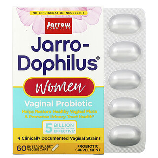 Jarrow Formulas, Jarro-Dophilus para mujeres, Probiótico vaginal, 5000 millones, 60 cápsulas vegetales EnteroGuard