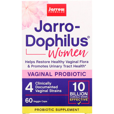 Jarrow Formulas Jarro-Dophilus, вагинальный пробиотик, для женщин, 10 млрд, 60 растительных капсул