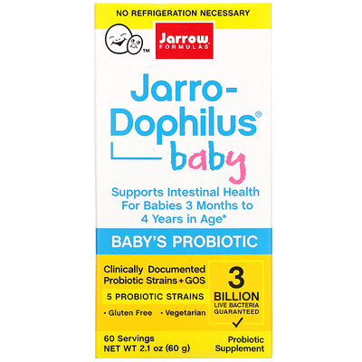 Jarrow Formulas Jarro-Dophilus Baby, Baby's Probiotic, 3 Months - 4 Years, 3 Billion Live Bacteria, 2.1 oz (60 g)