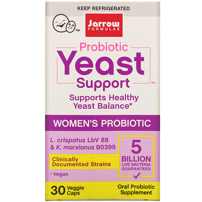 Jarrow Formulas Probiotic Yeast Support, Women’s Probiotic, 5 Billion, 30 Veggie Caps