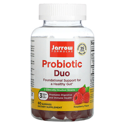 

Jarrow Formulas Probiotic Duo Raspberry 3 Billion 60 Gummies