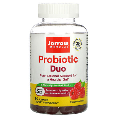 

Jarrow Formulas Probiotic Duo Raspberry 3 Billion 90 Gummies