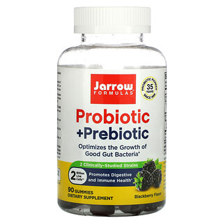 Jarrow Formulas, Пробиотик и пребиотик, ежевика, 90 жевательных таблеток