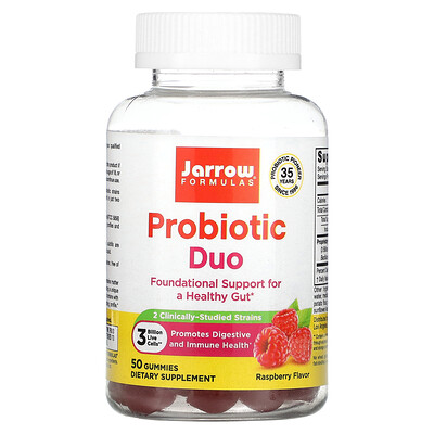 

Jarrow Formulas Probiotic Duo Raspberry 3 Billion 50 Gummies